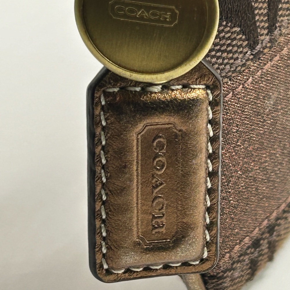 Coach Signature Brown Canvas 66th Anniversary Double Zip Wristlet 6” x 4.5” - Picture 6 of 10